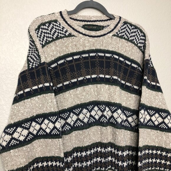 Hill & Archer Vintage Grandpa Sweater Men's S 100% Cotton Knit Holiday Oversized - Picture 3 of 12